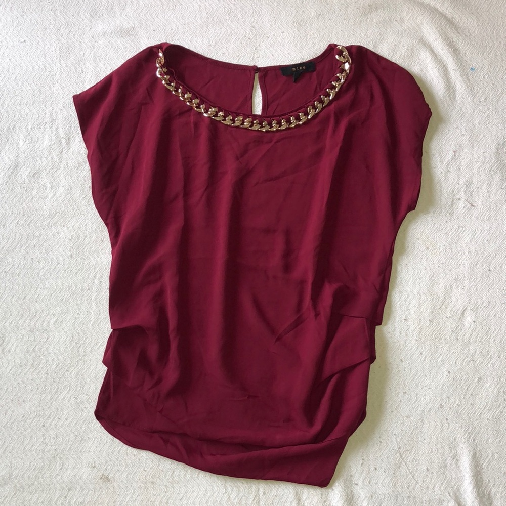 DONATED Sheer Blouse with Gold Collar